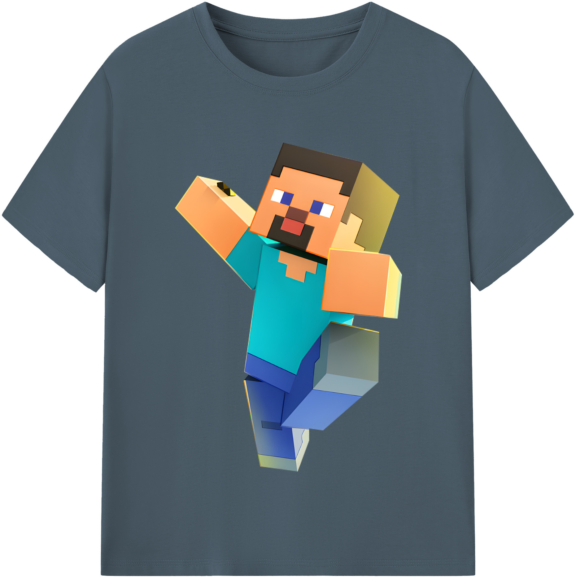 （画像用） マインクラフト ブロックの世界 Minecraft MC Block world 綿100％半袖Tシャツ（フロントプリント）